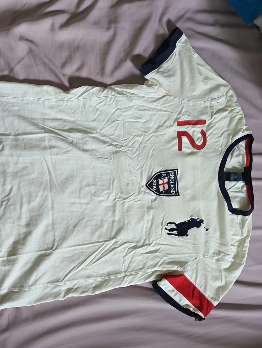 Polo by Ralph Lauren White Short Sleeve Jersey with Red and Navy Accents